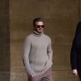 David Beckham quitte le défilé Louis Vuitton et se rend à la gare du Nord à Paris le 19 janvier 2017. © Agence / Bestimage