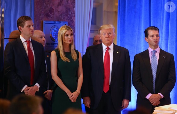 Eric Trump, Ivanka Trump, Donald Trump Jr à la Conférence de presse de Donald Trump à la Trump Tower à New York le 11 janvier 2017.