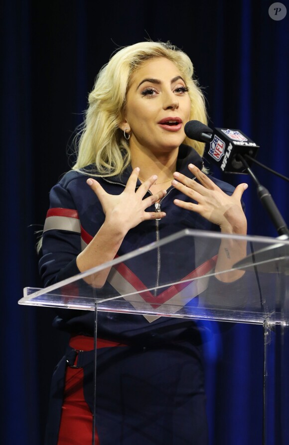 La chanteuse Lady Gaga lors de la conférence de presse pour le Super Bowl LI Half-Time au George R Brown Convention Centre à Houston, le 2 février 2017