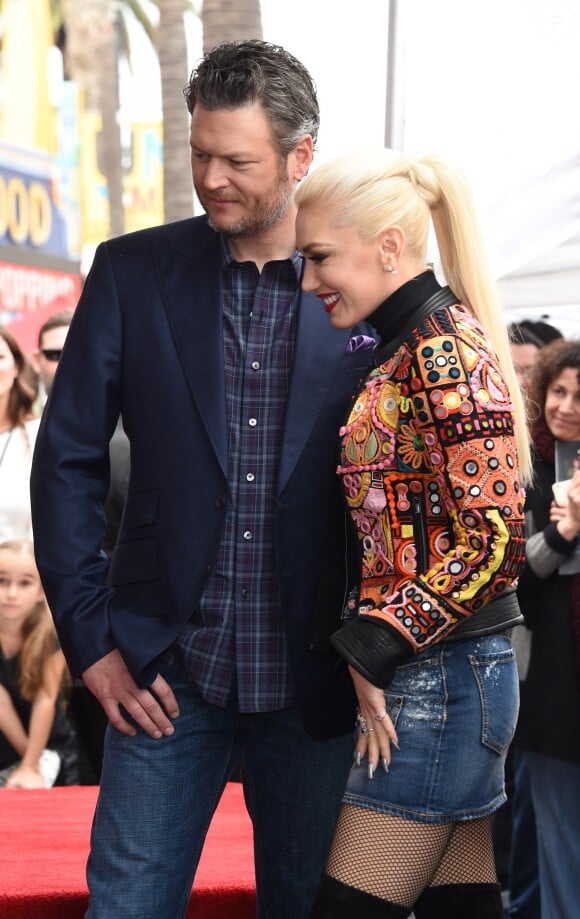 Blake Shelton et Gwen Stefani - Adam Levine reçoit son étoile sur le Walk of Fame à Hollywood, le 10 février 2017 © Chris Delmas/Bestimage