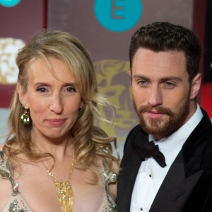 Sam Taylor-Wood et son mari Aaron Taylor-Johnson - Arrivée des people à la cérémonie des British Academy Film Awards (BAFTA) au Royal Albert Hall à Londres, le 12 février 2017.