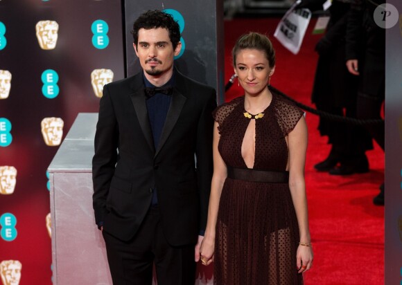 Olivia Hamilton et son compagnon Damien Chazelle - Arrivée des people à la cérémonie des British Academy Film Awards (BAFTA) au Royal Albert Hall à Londres, le 12 février 2017.