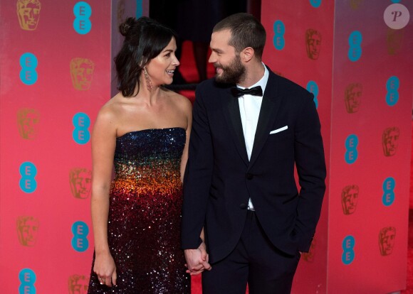 Jamie Dornan et sa femme Amelia Warner - Arrivée des people à la cérémonie des British Academy Film Awards (BAFTA) au Royal Albert Hall à Londres, le 12 février 2017.