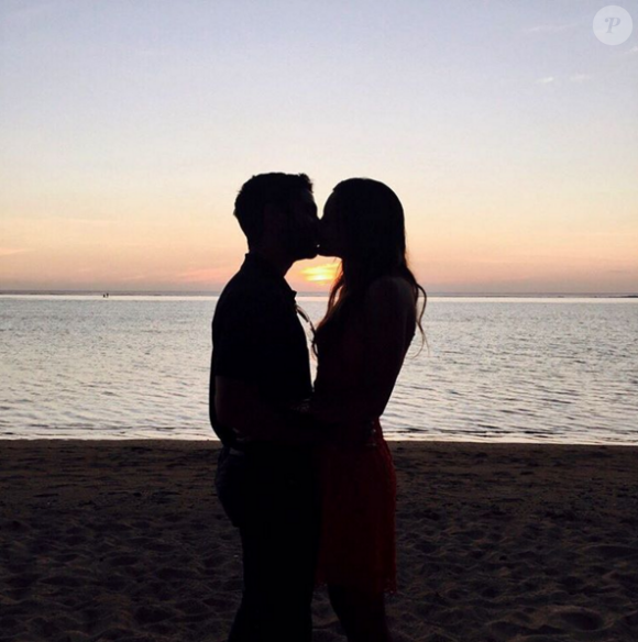 Marine Lorphelin et Christophe à Tahiti le 25 décembre 2015.