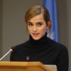 Emma Watson participe au lancement de l'initiative HeForShe Impact 10x10x10 pour l'égalité des femmes et des hommes à l'ONU à New York le 20 septembre 2016.