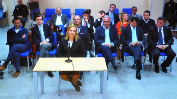 L'infante Cristina d'Espagne entendue lors du procès de l'affaire Noos à Palma de Majorque, le 3 mars 2016.