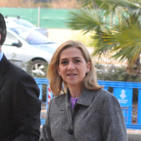 L'infante Cristina d'Espagne et son mari Inaki Urdangarin arrivent au tribunal de Palma de Majorque pour le procès de l'affaire Noos, le 23 février 2016.