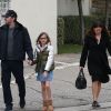 Jennifer Garner et Ben Affleck à la sortie d'une église avec leurs enfants Violet, Seraphina et Samuel à Brentwood. La mère de Ben, Chris Ann Boldt les accompagne. Le 5 février 2017