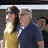 Amal Clooney rend visite à son mari George Clooney sur le tournage de 'Suburbicon' à Los Angeles, le 20 octobre 2016