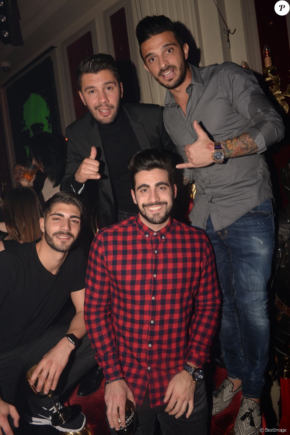Kevin Guedj Boite De Nuit Exclusif - Xavier, Mathieu Lacroix, Kevin Guedj, Julien Tanti font la fête  lors de la soirée La Parisienne à la boîte de nuit L'Héritage à Paris à  l'occasion du - Purepeople