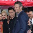 Adam Levine avec Gwen Stefani et son compagnon Blake Shelton - Adam Levine reçoit son étoile sur le Walk of Fame à Hollywood, le 10 février 2017