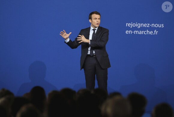 Emmanuel Macron lors d'une réunion publique à Saint-Priest-Taurion, près de Limoges. Le 25 février 2017 © Patrick Bernard / Bestimage