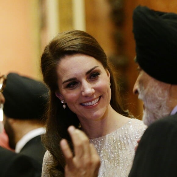 Kate Middleton, duchesse de Cambridge lors de la réception donnée le 27 février 2017 à Buckingham Palace en l'honneur du lancement de l'année culturelle UK - India et des 70 ans de l'indépendance de l'Inde.