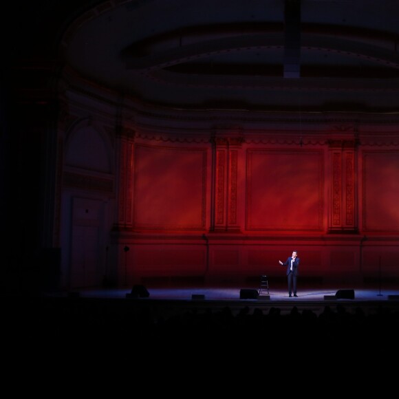 Exclusif - Gad Elmaleh se produit sur la mythique scène du "Carnegie Hall" à New York, avec son spectacle "Oh My Gad", entièrement joué en anglais. New York, le 11 février 2017. © Dominique Jacovides/Bestimage