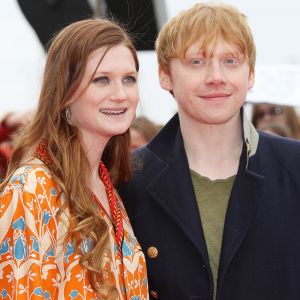 Bonnie Wright et Rupert Grint aux Warner Brothers Studios, Leavesden, Londres, le 31 mars 2012.