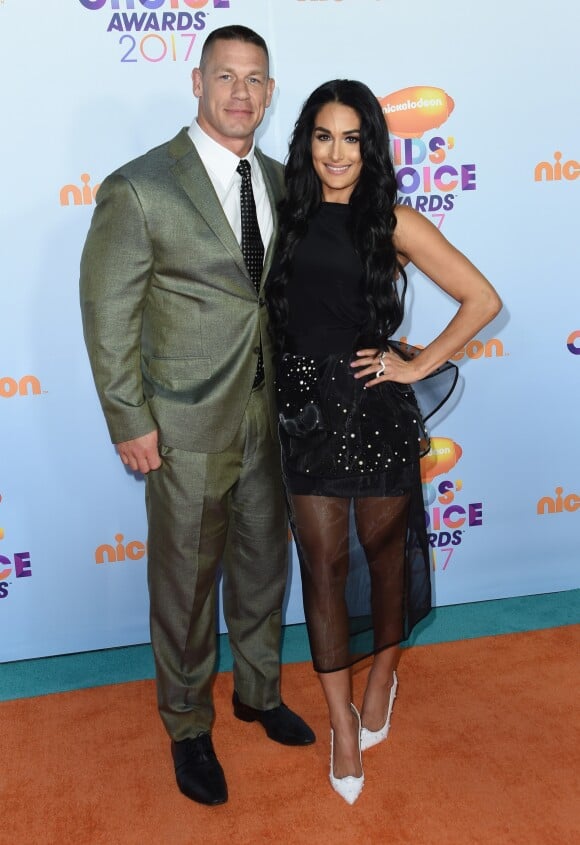 John Cena et sa compagne Nikki Bella - Nickelodeon's 2017 Kids' Choice Awards à l'USC Galen Center à Los Angeles le 11 mars 2017.