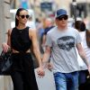 Exclusif - Kimi Räikkönen et sa femme Minttu Virtanen lors de l'achat de sa robe de mariée chez Armani à Milan le 27 juillet 2016, à quelques jours de leur mariage en Toscane.