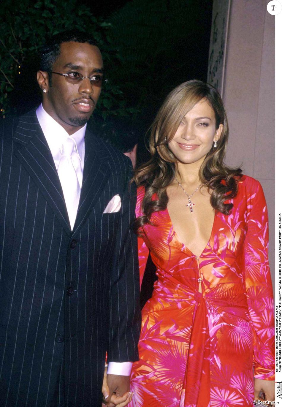 Jennifer Lopez et Puff Daddy à une soirée organisée en marge des Grammy