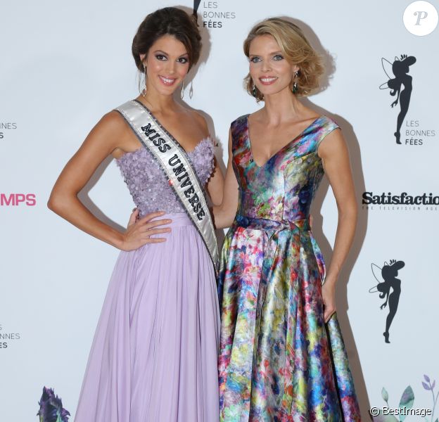 Iris Mittenaere (Miss Univers 2017), Sylvie Tellier au Gala de charité au profit de l'association "Les Bonnes fées" à l'hôtel d'Evreux, Place Vendôme à Paris, le 20 mars 2017. © CVS/Bestimage