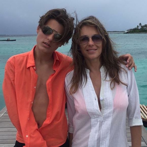 Elizabeth Hurley et son fils Damian. Janvier 2017.