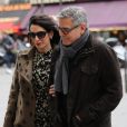 George Clooney et sa femme Amal Alamuddin (enceinte) à Paris. Le 26 février 2017.