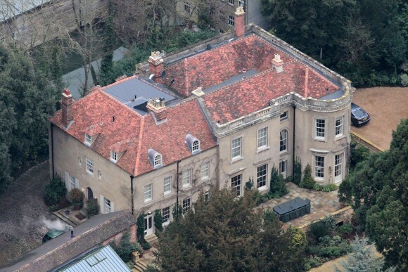 Exclusif - Vue aérienne de la maison de George Clooney et sa femme Amal Alamuddin dans le Berkshire en Angleterre. Le 28 janvier 2017.