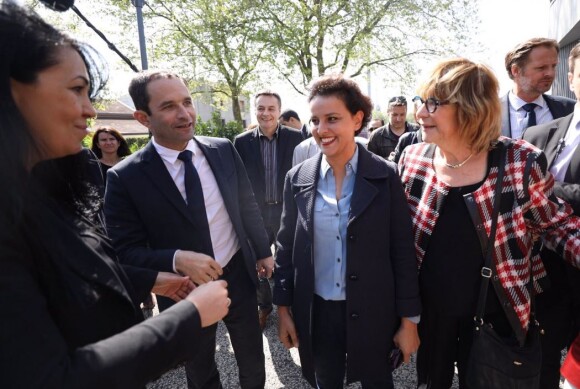 Najat Vallaud-Belkacem en campagne à Villeurbanne avec Benoit Hamon, le 11 avril 2017