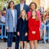 Le roi Felipe VI d'Espagne et son épouse la reine Letizia, leurs filles Leonor et Sofia et la reine Sofia ont assisté à la messe de Pâques en la cathédrale de Palma de Majorque, le 16 avril 2017