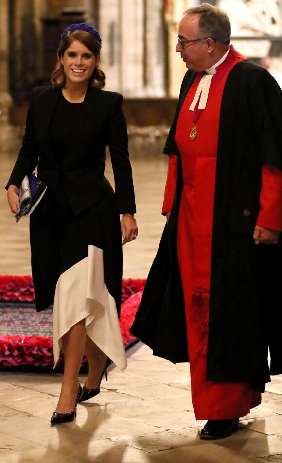 La princesse Eugenie d'York lors du service de commémoration de William Wilberforce, meneur du mouvement abolitionniste, et pour marquer l'engagement du Royaume-Uni pour lutter contre l'esclavage moderne, le 12 octobre 2016 en l'abbaye de Westminster à Londres.