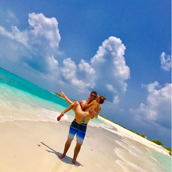 April Love Geary en vacances aux Maldives avec son chéri Robin Thicke - Photo publiée sur Instagram au mois d'avril 2017.