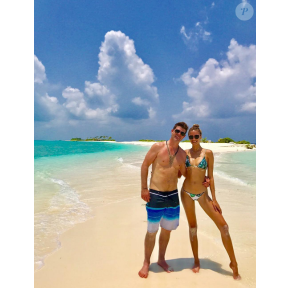 April Love Geary en vacances sur une plage aux Maldives avec son chéri Robin Thicke - Photo publiée sur Instagram au mois d'avril 2017.