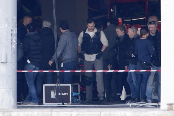 Henry Cavill sur le tournage du film "Mission Impossible 6" quai d'Austerlitz à Paris. Le 24 avril 2017