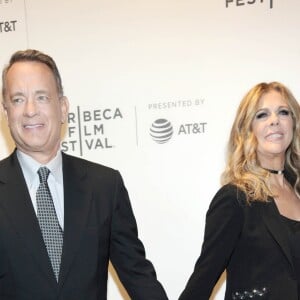 Tom Hanks, Rita Wilson lors de la première de ''The Circle'' lors du Festival du Film de Tribeca à New York, le 26 avril 2017