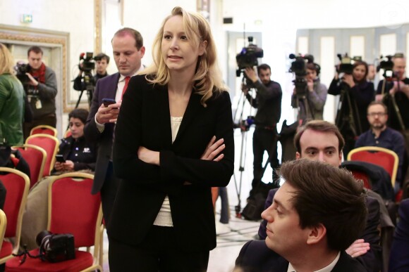 Marion Maréchal-Le Pen - Déclaration commune lors de l'accord entre M. Le Pen et N. Dupont-Aignan avant le second tour de l'élection présidentielle à Paris le 29 avril 2017