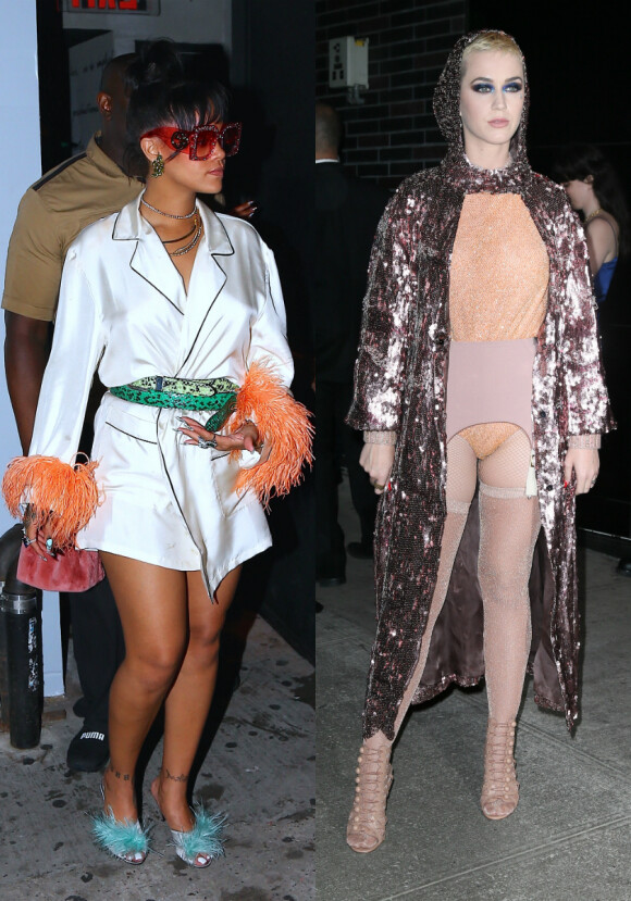 Rihanna et Katy Perry animaient deux after parties différentes à l'issue du Met Gala 2017. New York, le 1er mai 2017.