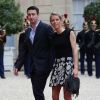Tiphaine Auzière et son compagnon Antoine - La famille de E.Macron arrive au palais de l'Elysée à Paris le 14 mai 2017 pour la cérémonie d'investiture du nouveau président. © Cyril Moreau / Bestimage