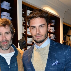 Jalil Lespert et Baptiste Giabiconi lors du lancement de la collection Capsule Aston Martin by Hackett à Paris, le 26 avril 2017. © Guirec Coadic/Bestimage