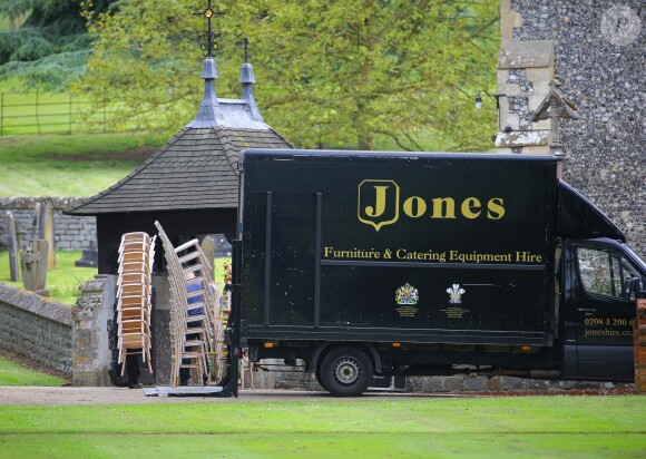 Exclusive - Work continues at the church where Pippa Middleton will marry James Matthews on Saturday morning. Lights, cables and chairs were seen being delivered to St Marks Church under the watchful eye of the wedding planner, while staff appeared to be arriving ahead of the big day on may 18, 2017. Photo by ABACAPRESS.COM18/05/2017 - 