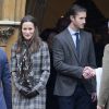 Pippa Middleton et son fiancé James Matthews lors de la messe de Noël, le 25 décembre 2016, à Englefield dans le Berkshire, où sera célébré leur mariage le 20 mai 2017.