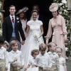 Pippa Middleton, son mari James Matthews et Catherine (Kate) Middleton, duchesse de Cambridge - Mariage de Pippa Middleton et James Matthews, en l'église St Mark's Englefield, Berkshire, Royaume Uni, le 20 mai 2017.