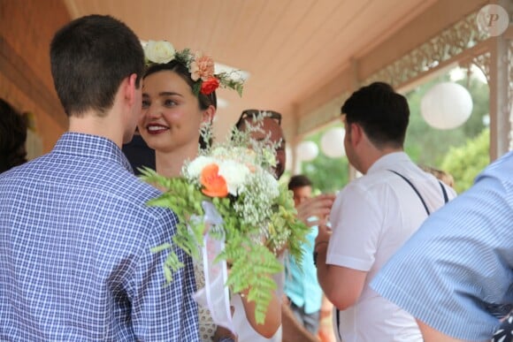 Exclusif - Miranda Kerr et son compagnon Evan Spiegel au mariage de son frère Matthew Kerr avec James Wright lors d'une cérémonie dans la Hunter Valley à Cessnock en Australie le 30 décembre 2016.