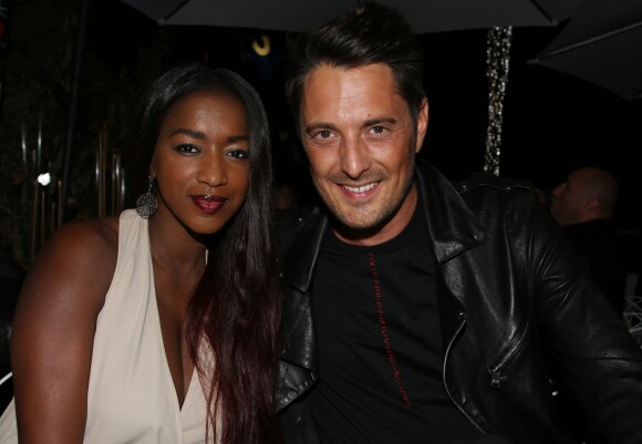 Exclusif - Vincent Cerutti et sa fiancée Hapsatou Sy lors de la soirée "Sandra and Co" pendant le 70 ème Festival International du film de Cannes, France, le 26 mai 2017. Ce 26 mai la terrasse de la Suite Sandra and Co a été rebaptisée "Sandra and Green" à l occasion de la boum organisée pour la créatrice de mode éco responsable Gaëlle Constantini. © Denis Guignebourg/Bestimage