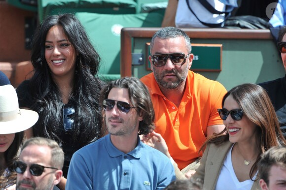 Amel Bent, Patrick Antonelli et Sofia Essaïdi - People aux Internationaux de France de tennis de Roland Garros à Paris, le 5 juin 2014.