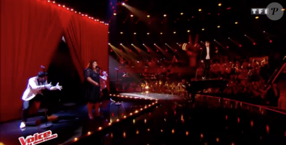Audrey divise avec sa prestation sur "Grace Kelly" de Mika, le 3 juin 2017 lors de la demi-finale de "The Voice 6" sur TF1.