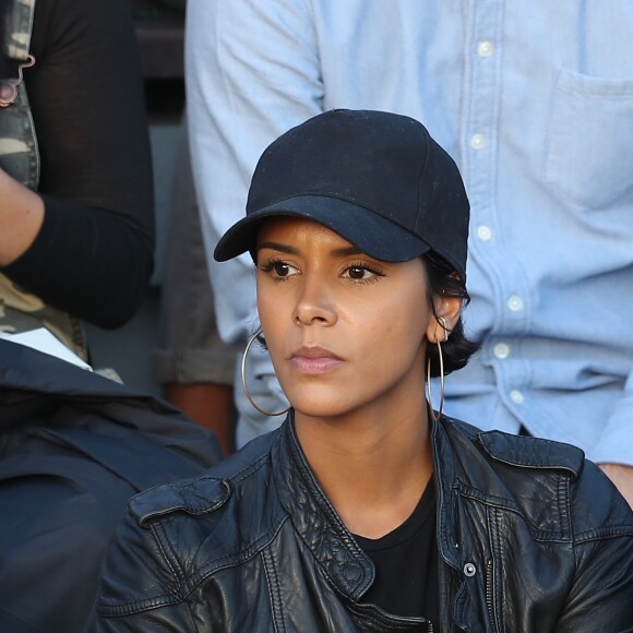 Shy'm à Roland-Garros dans les tribunes du court n°3 le 4 juin 2017 pour soutenir son compagnon Benoît Paire et sa partenaire de double mixte Chloé Paquet lors de leur match du deuxième tour, perdu 3-6, 2-6. © Dominique Jacovides-Cyril Moreau/Bestimage