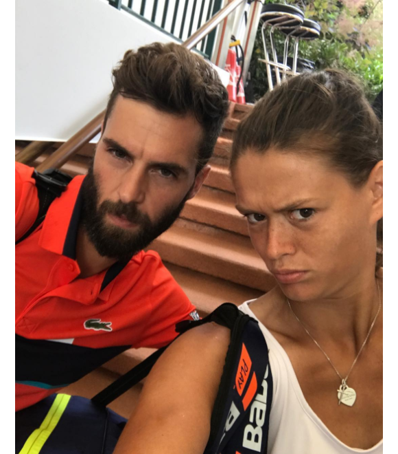 Benoît Paire et Chloé Paquet, selfie sur Instagram le 2 juin 2017 après leur victoire au premier tour du tournoi de double mixte à Roland-Garros.