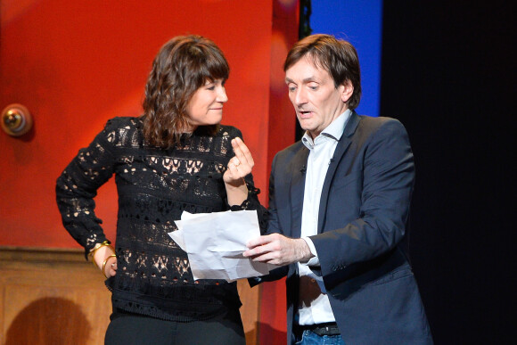 Virginie Hocq et Pierre Palmade - Enregistrement de l'émission "On se refait Palmade" au Théâtre de Paris, qui sera diffusée le 16 juin sur France 3, le 22 mai 2017.