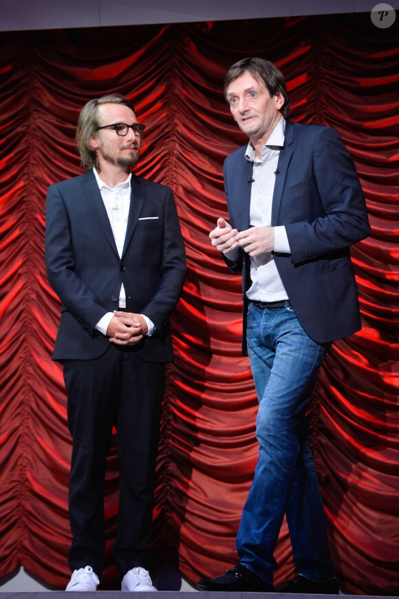 Lorànt Deutsch et Pierre Palmade - Enregistrement de l'émission "On se refait Palmade" au Théâtre de Paris, qui sera diffusée le 16 juin sur France 3, le 22 mai 2017.