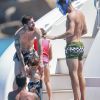 Lionel Messi et son fils Mateo, Cesc Fabregas en vacances sur un yacht avec leurs familles et des amis au large de Formentera le 12 juin 2017.