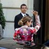 Céline Dion quitte l'hôtel Royal Monceau, à Paris, le 14 juin 2017.